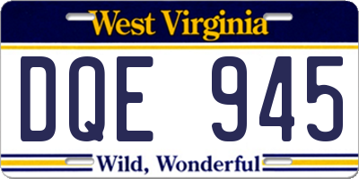 WV license plate DQE945