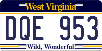 WV license plate DQE953