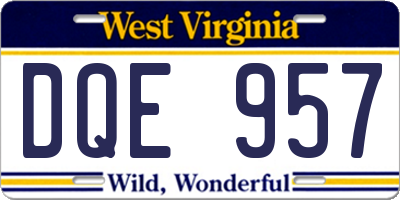 WV license plate DQE957