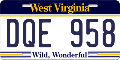 WV license plate DQE958