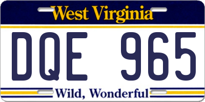 WV license plate DQE965