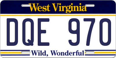 WV license plate DQE970