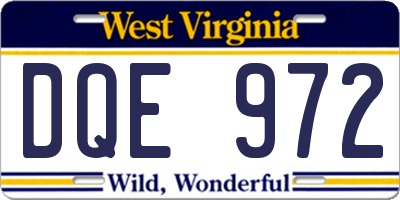 WV license plate DQE972