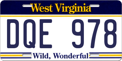 WV license plate DQE978