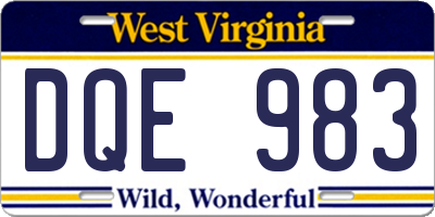 WV license plate DQE983
