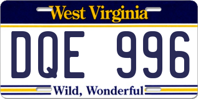 WV license plate DQE996