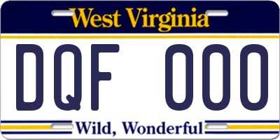 WV license plate DQF000