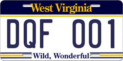 WV license plate DQF001