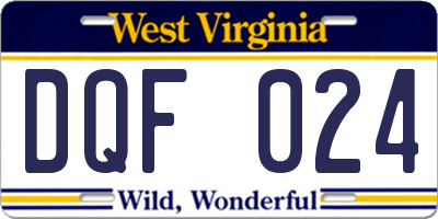 WV license plate DQF024
