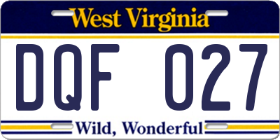 WV license plate DQF027