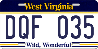 WV license plate DQF035