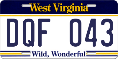 WV license plate DQF043