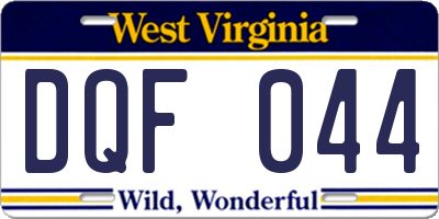 WV license plate DQF044