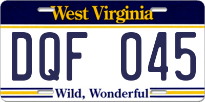 WV license plate DQF045