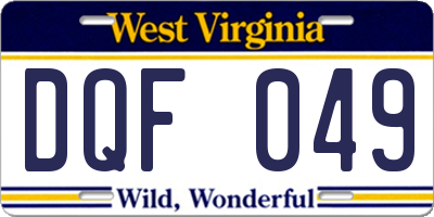 WV license plate DQF049