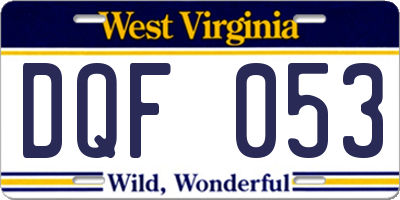 WV license plate DQF053