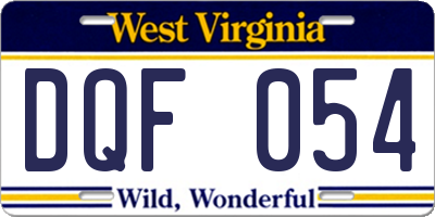 WV license plate DQF054