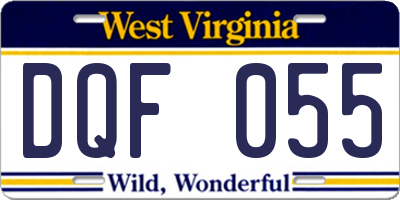 WV license plate DQF055