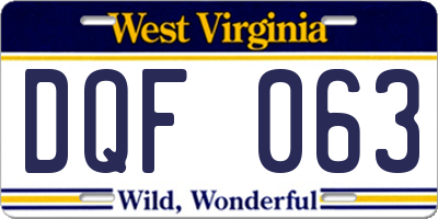 WV license plate DQF063