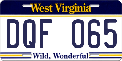 WV license plate DQF065