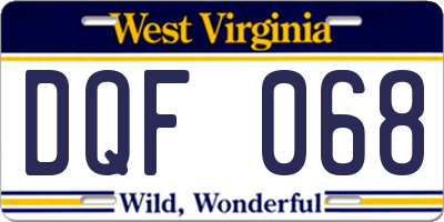 WV license plate DQF068