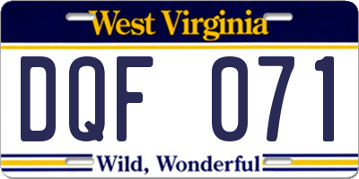 WV license plate DQF071