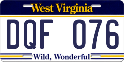 WV license plate DQF076