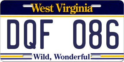 WV license plate DQF086