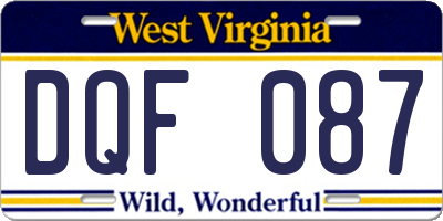 WV license plate DQF087