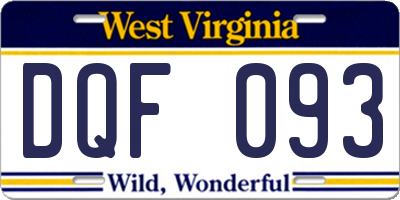 WV license plate DQF093