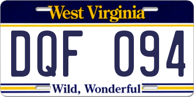 WV license plate DQF094