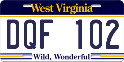 WV license plate DQF102