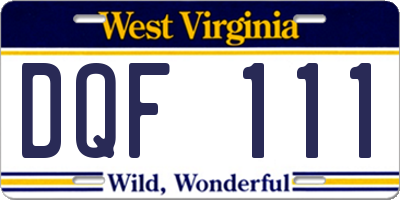 WV license plate DQF111