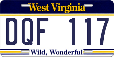 WV license plate DQF117