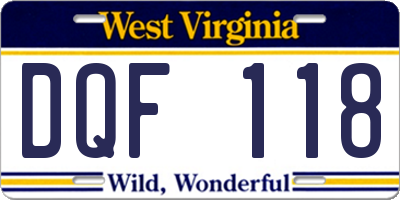 WV license plate DQF118
