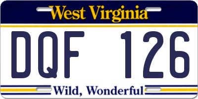 WV license plate DQF126