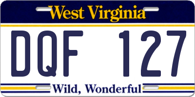 WV license plate DQF127