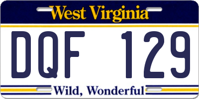 WV license plate DQF129