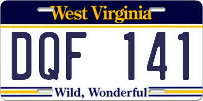 WV license plate DQF141