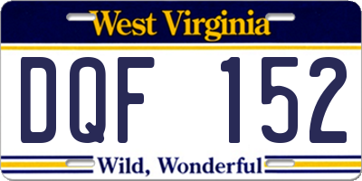 WV license plate DQF152