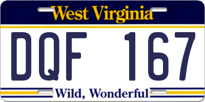 WV license plate DQF167