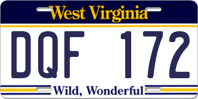 WV license plate DQF172