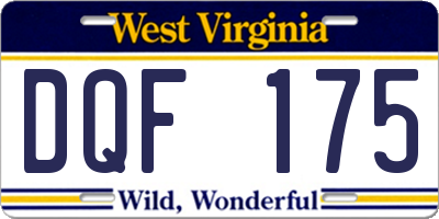 WV license plate DQF175