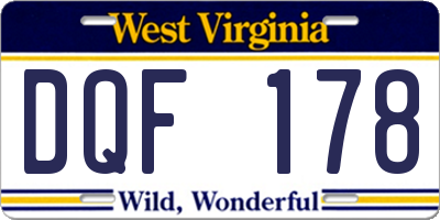 WV license plate DQF178