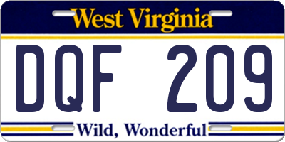 WV license plate DQF209