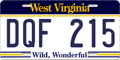 WV license plate DQF215