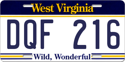 WV license plate DQF216