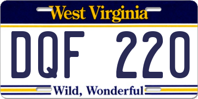 WV license plate DQF220