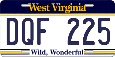 WV license plate DQF225