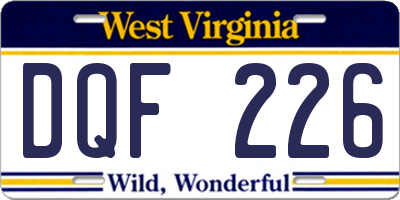 WV license plate DQF226